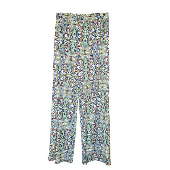 Cha Cha Vente Womens Large Pull On Pants Stretch Colorful Wide Leg Hippie Boho - Picture 1 of 16